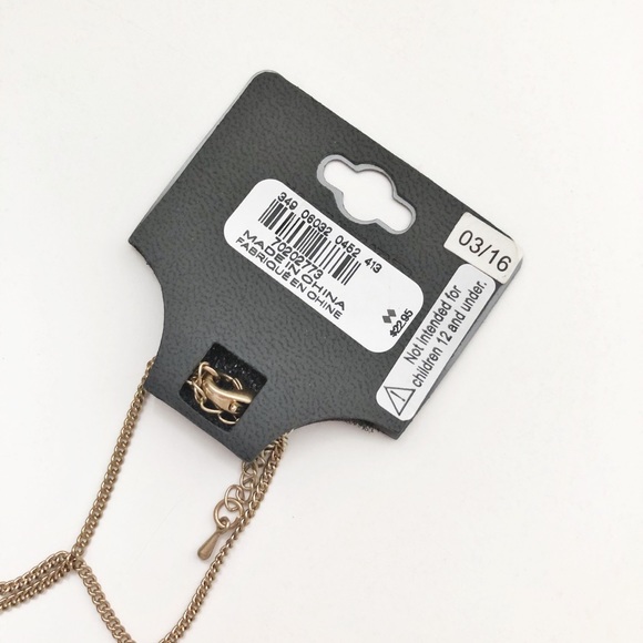 Express matte gold geometric teal tassel necklace - Picture 3 of 4